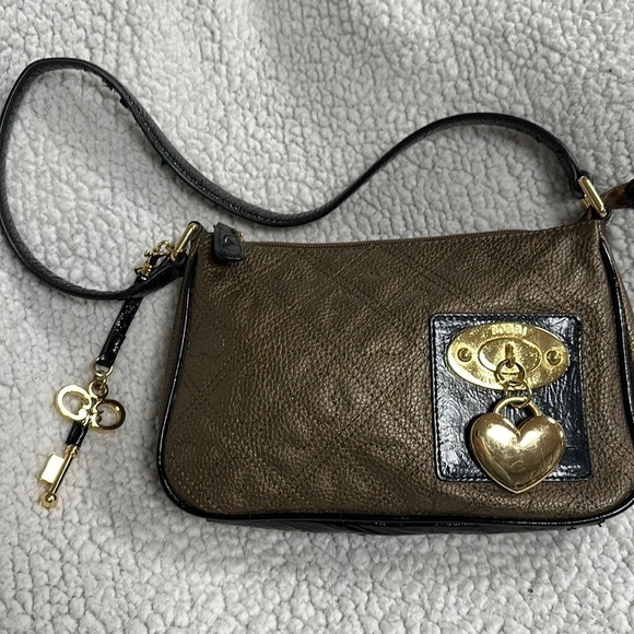 Super cute Bobbi Sharif Genuine Leather Bag, Black & Bronze with black trim - Picture 1 of 8